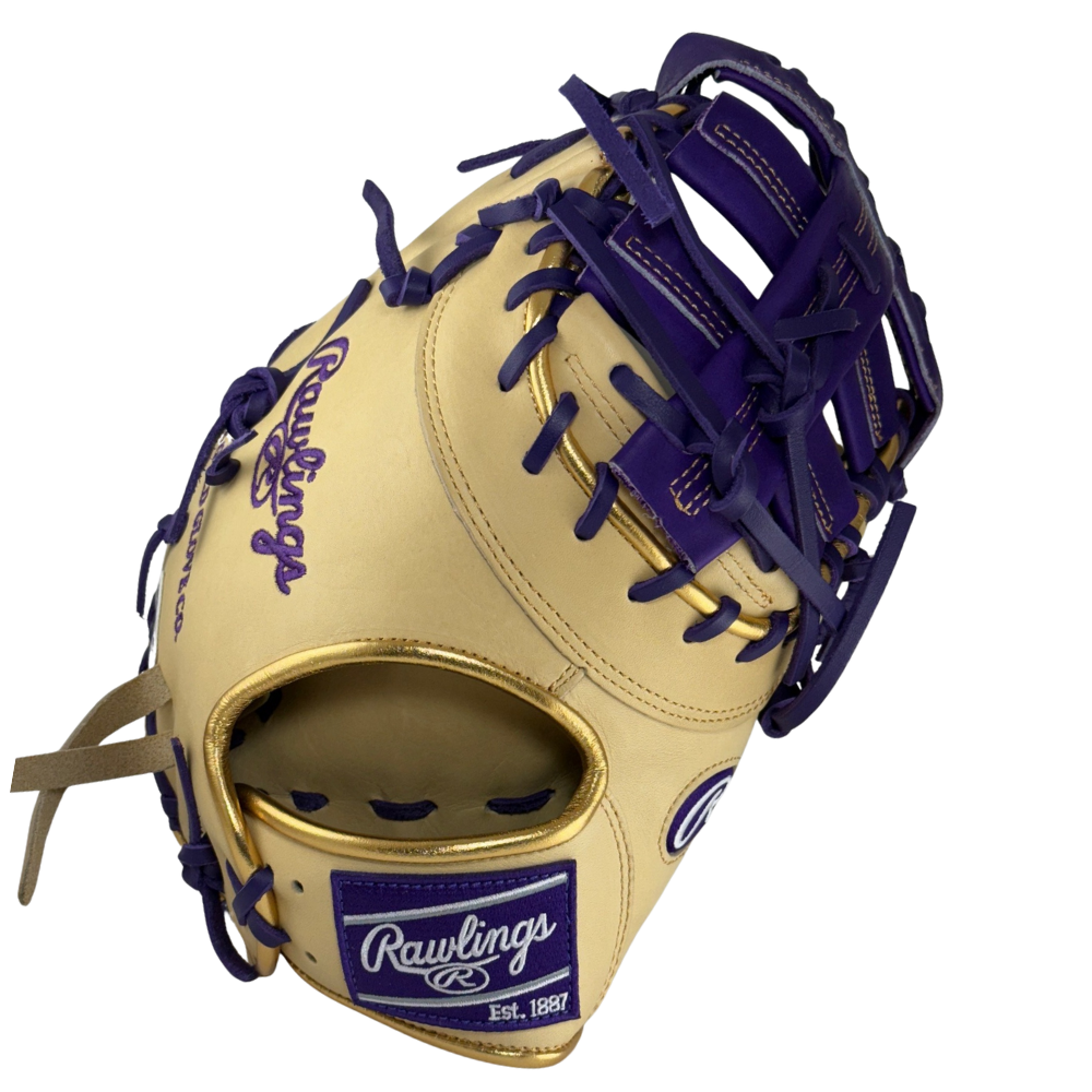 Rawlings Custom Camel/Purple/Gold HOH 13" First Base Mitt: PRODCTC-10