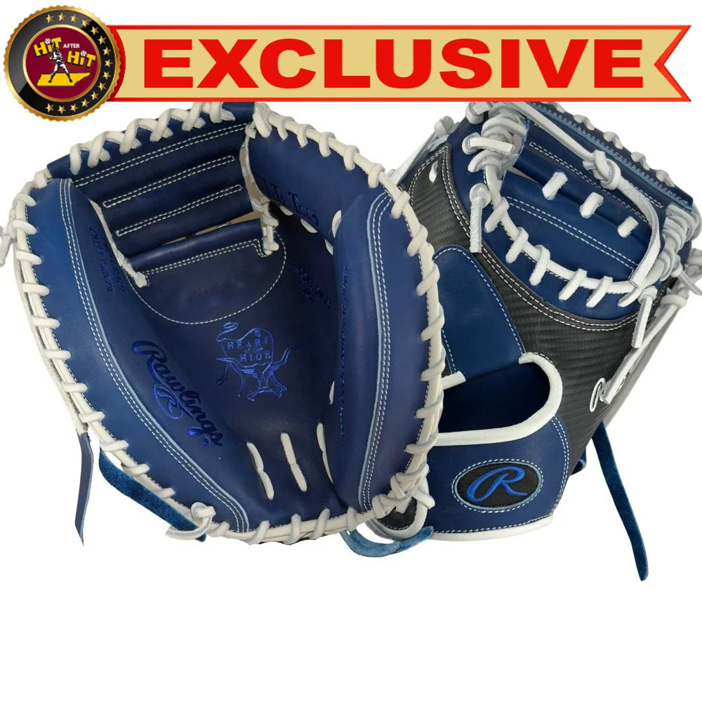 Rawlings Custom 33" Heart of the Hide Black and Royal Catchers Mitt: PROCM33DM-23