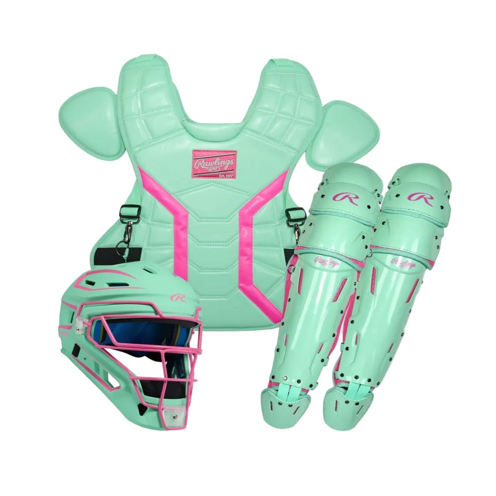 Rawlings Mach Pro Series Catcher's Set: Mint/Pink