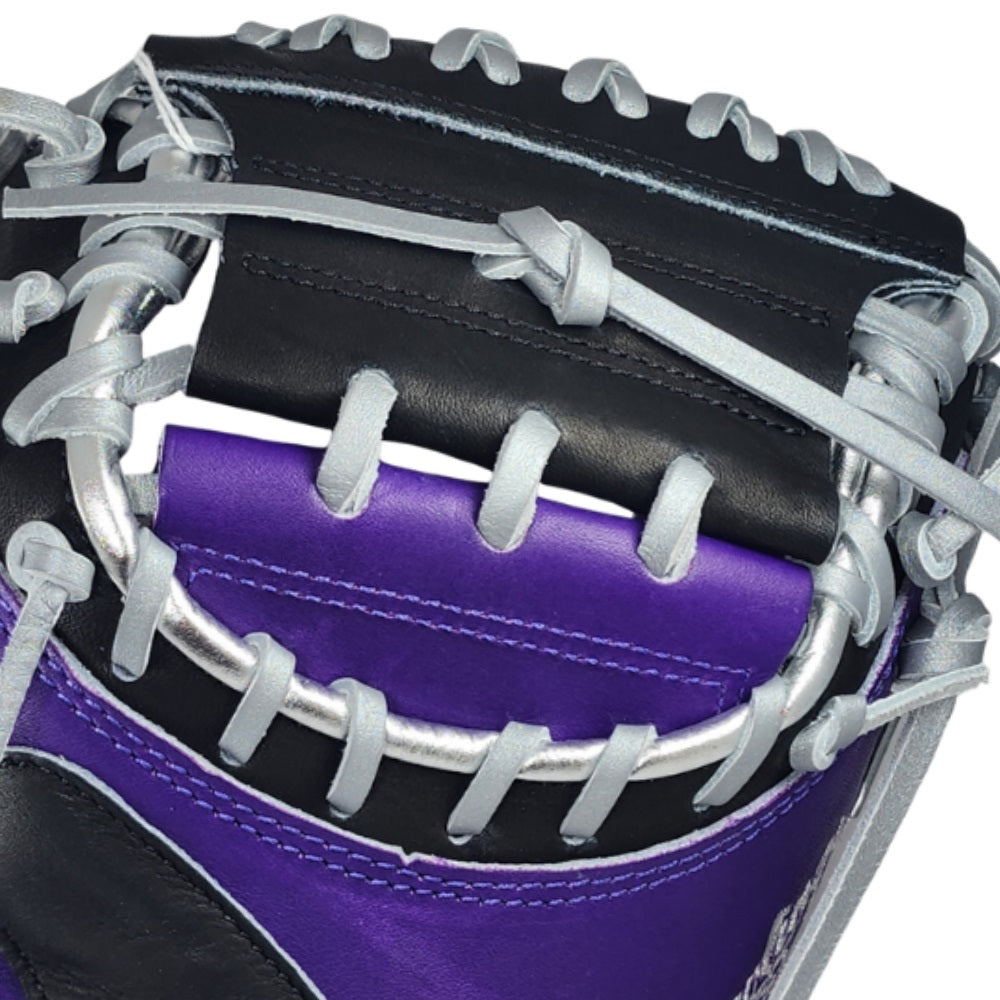 Rawlings Custom 33" PROCM33-23 Heart of the Hide Catchers Mitt: Purple/Black/Silver