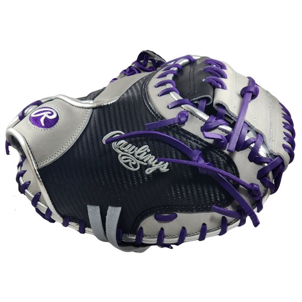 Rawlings Custom 33" PROCM33-23 Heart of the Hide Catchers Mitt: Purple/Black/Silver