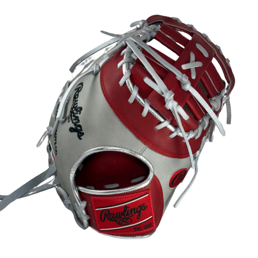 Rawlings Custom Gray/Red/Silver HOH 13" First Base Mitt: PRODCTC-10
