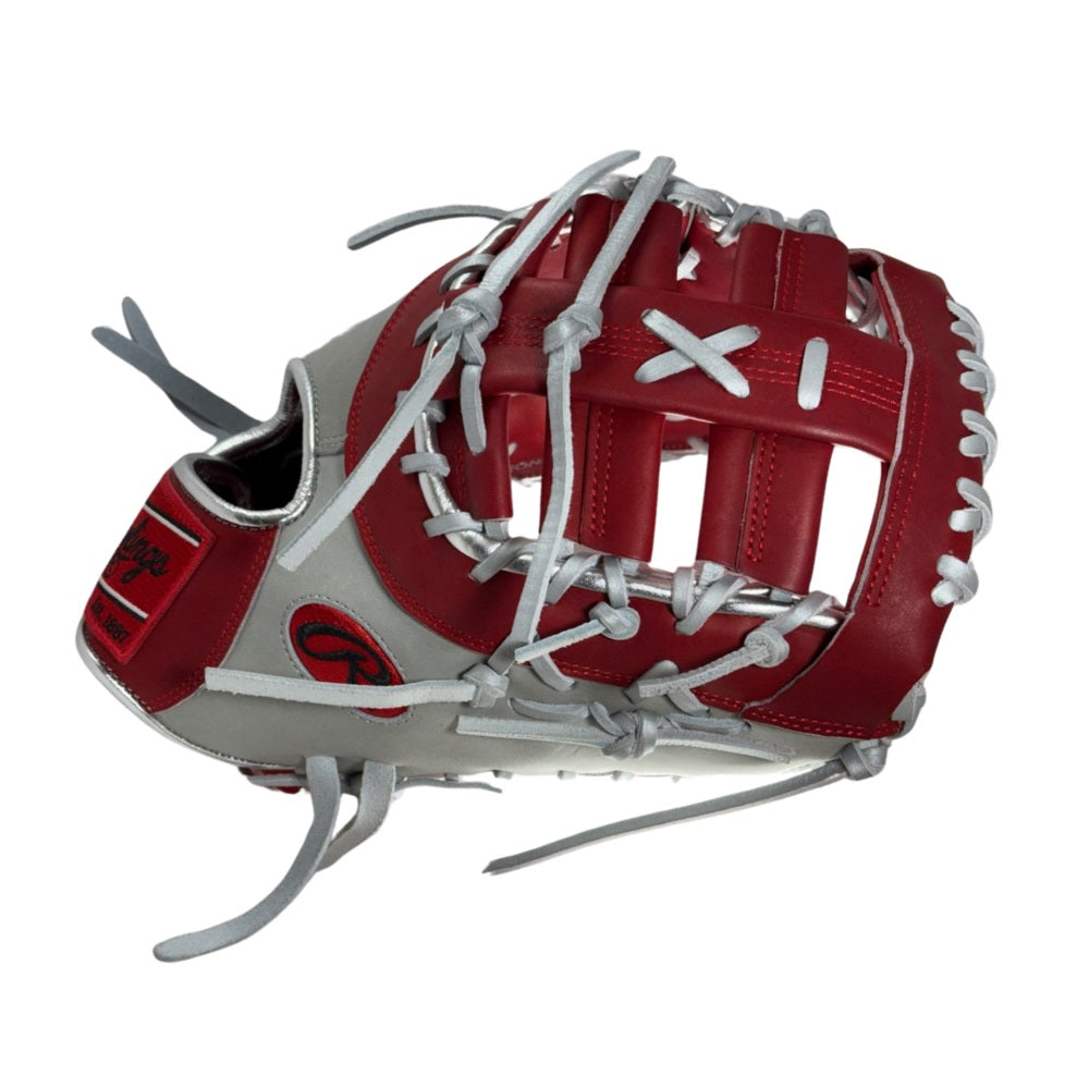 Rawlings Custom Gray/Red/Silver HOH 13" First Base Mitt: PRODCTC-10