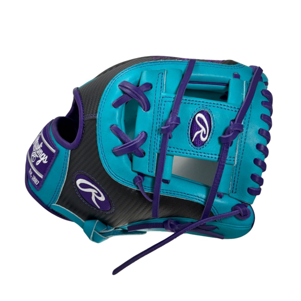 Rawlings Custom PRO204DM-2 11.5" Infielders Glove: Black/Teal/Purple