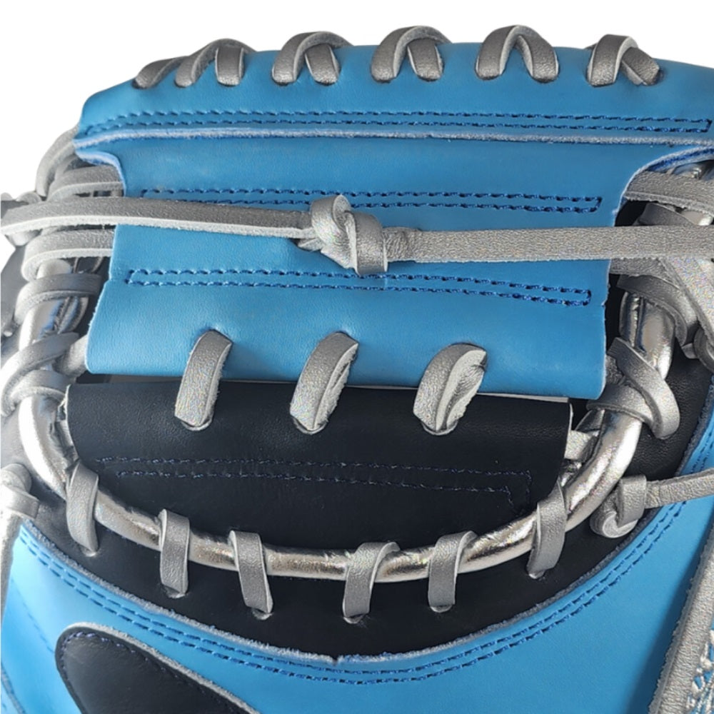Rawlings Custom 33" PROCM33-23 Heart of the Hide Catchers Mitt: Columbia Blue/Navy/Silver