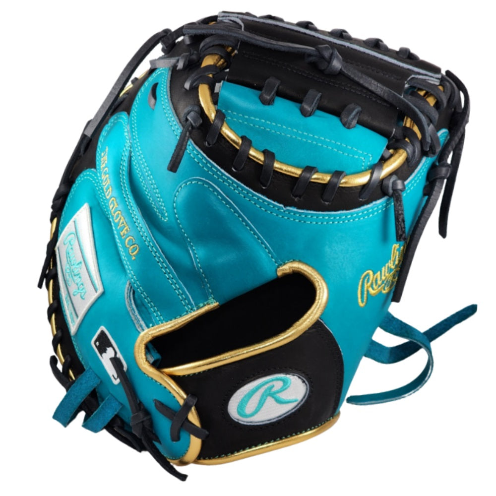 Rawlings Custom 33" PROCM33-23 Heart of the Hide Catchers Mitt: Teal/Black/Gold