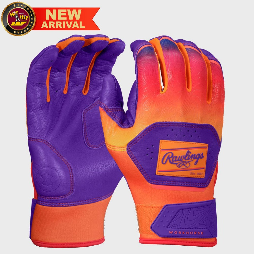 Rawlings Workhorse Youth Purple/Orange Fun Burst Batting Gloves