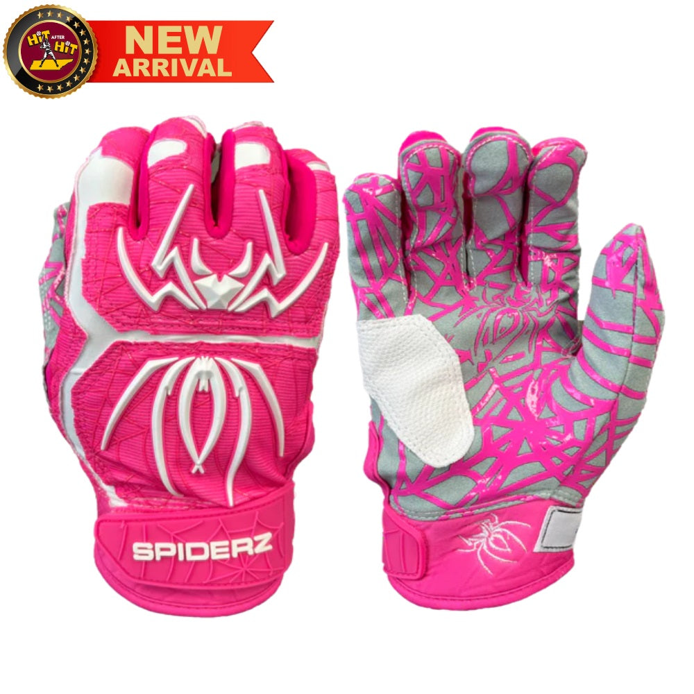 Spiderz HYBRID Batting Gloves - Pink/White