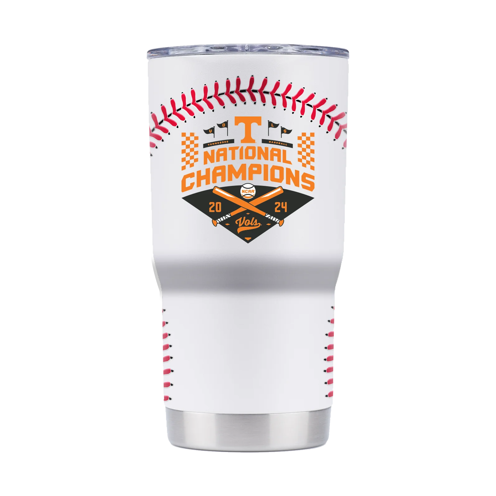 TENNESSEE 20OZ BASEBALL NATIONAL CHAMPIONS 2024 TUMBLER: WHITE