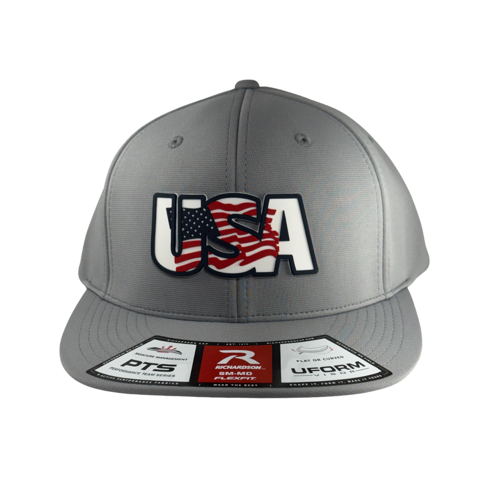 Richardson PTS20 Gray Flex Fit Cap: USA Rubber Patch