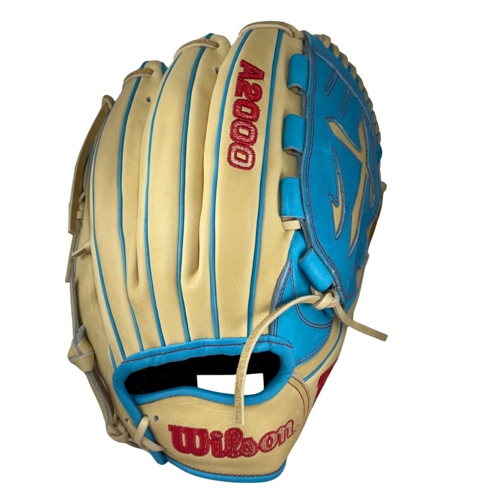 Wilson Custom A2000® B23 Victory Blonde and Tropical Blue 12” Pitcher’s Baseball Glove