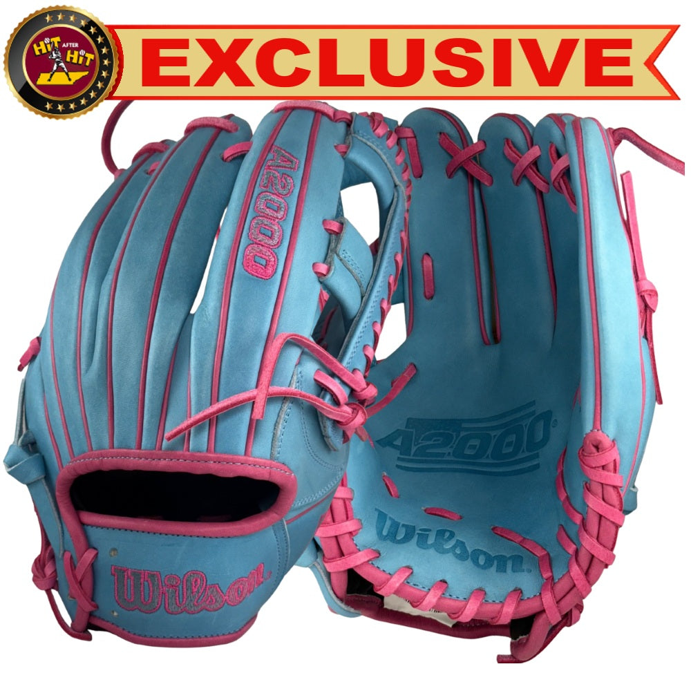Wilson Custom A2000® 1785 Columbia Blue and Pink 11.75” Infield Baseball Glove