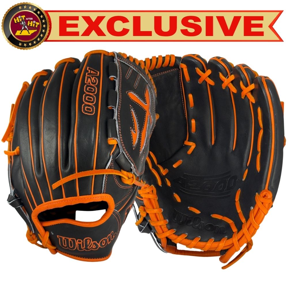 Wilson 軟式グローブ 黒/オレンジ　A2000 Wilson Custom A2000® B23 Black and Orange 12” Pitcher's Baseball Glove