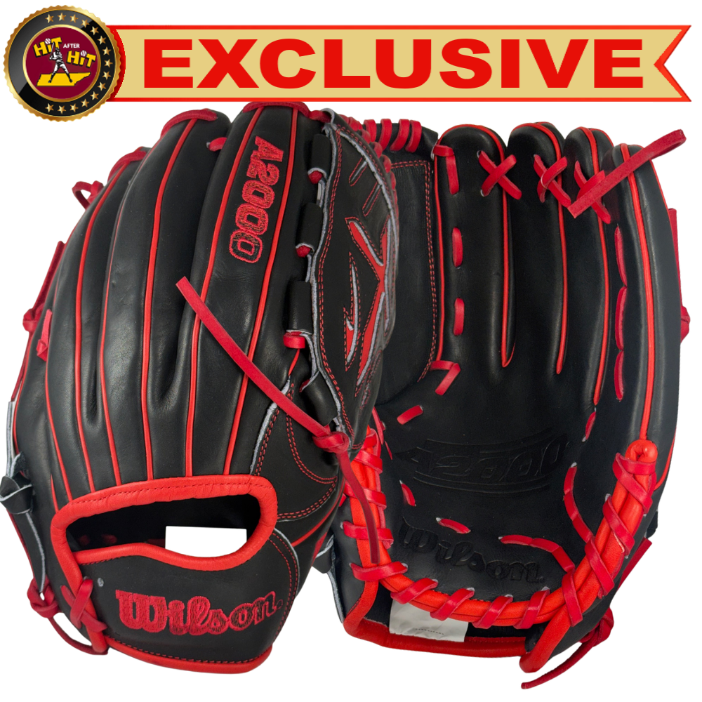 Wilson A2000 軟式グローブ 黒/赤 Wilson Custom A2000® B23 Black and Red 12” Pitcher's Baseball Glove