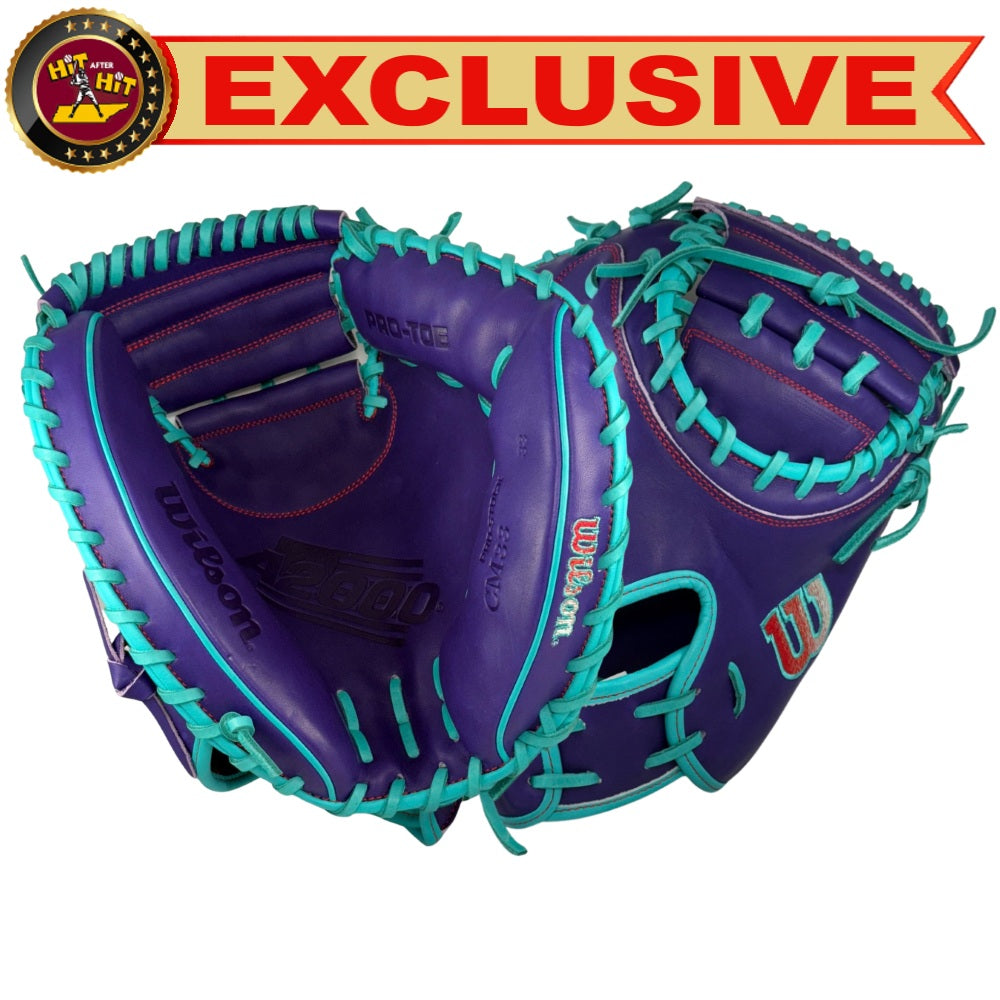 Wilson Custom A2000 Purple and Teal CM33 Catcher's Mitt