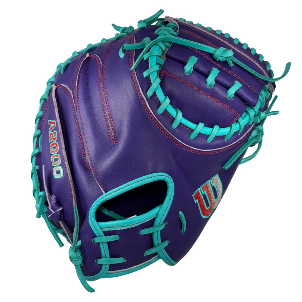 Wilson Custom A2000 Purple and Teal CM33 Catcher's Mitt