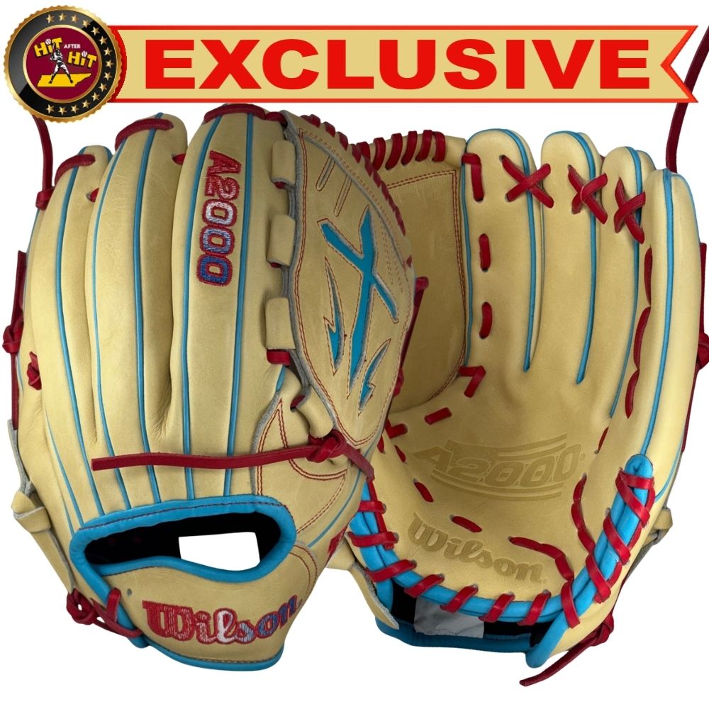 Wilson Custom A2000® B23 Blonde and Tropical Blue 12” Pitcher’s Baseball Glove