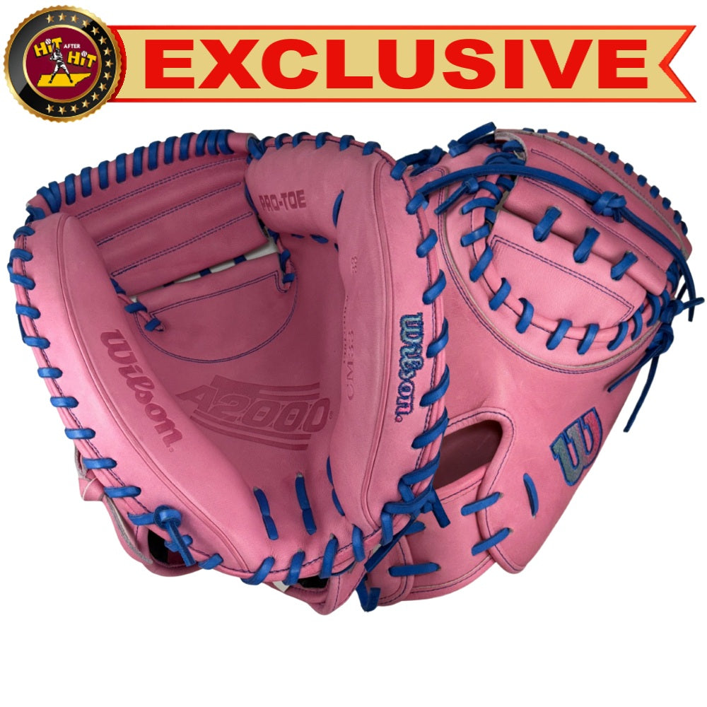 Wilson Custom A2000 Pink and Royal CM33 Catcher's Mitt