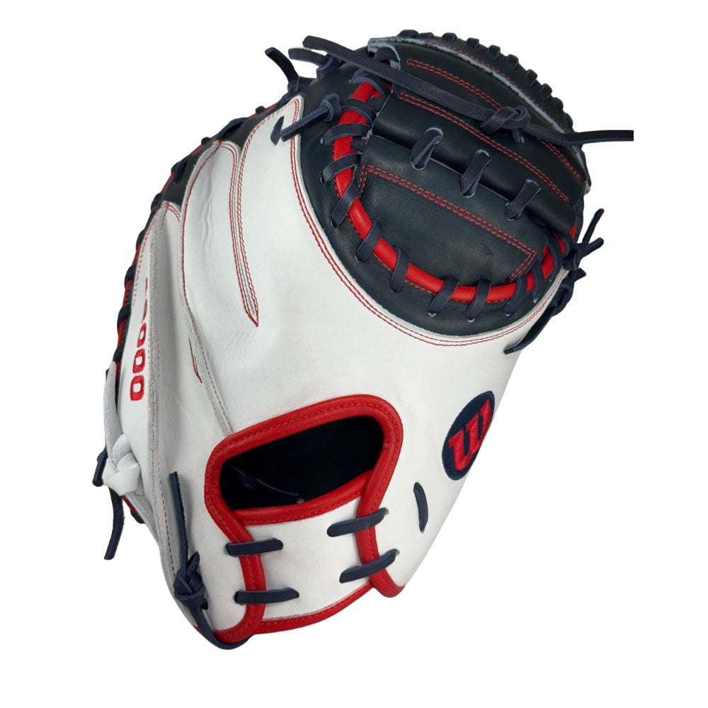 Wilson Custom A2000 CM33 White, Navy, Red Catcher's Mitt