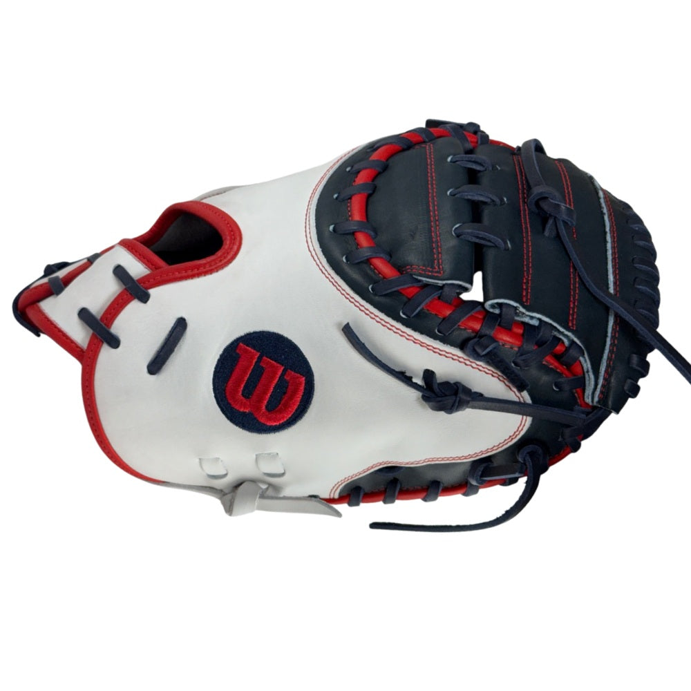 Wilson Custom A2000 CM33 White, Navy, Red Catcher's Mitt