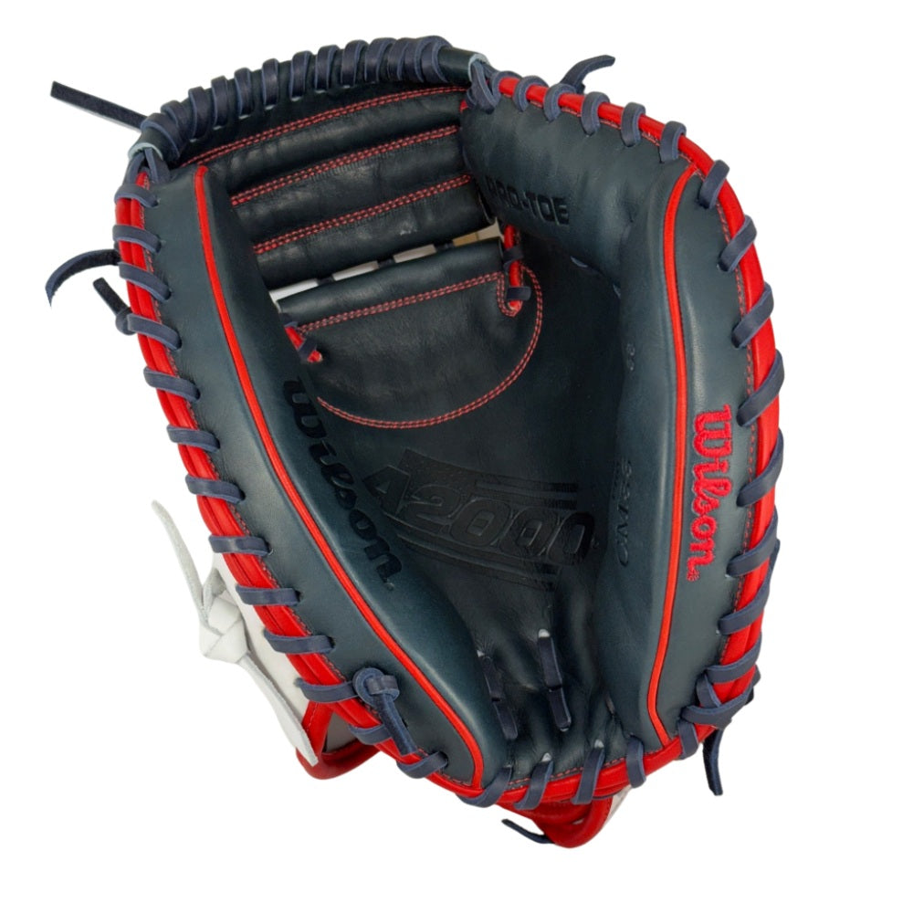 Wilson Custom A2000 CM33 White, Navy, Red Catcher's Mitt