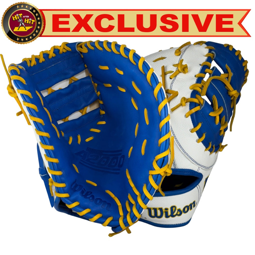 Wilson Custom A2000 1617 White and Royal 12.5” Baseball First Base Mitt
