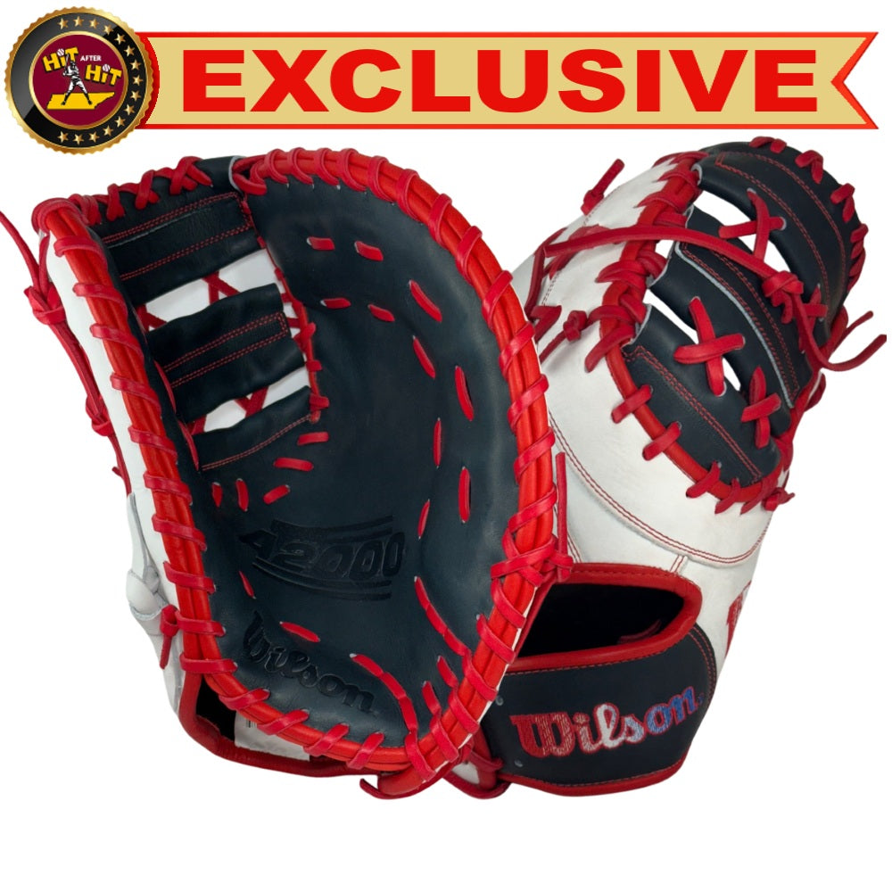 Wilson Custom A2000 1617 White, Navy, Red 12.5” Baseball First Base Mitt