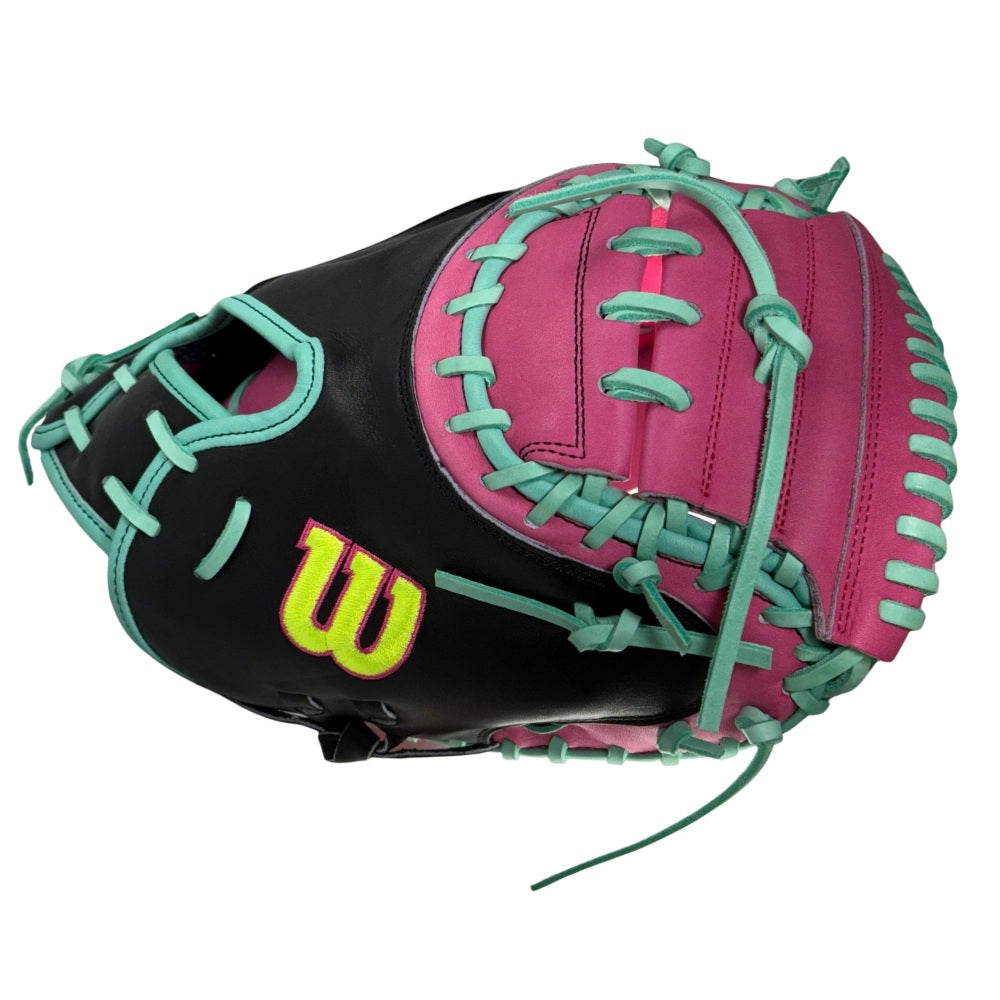 Wilson Custom A2000 Black, Seafoam, and Flamingo Pink CM33 33" Catcher's Mitt