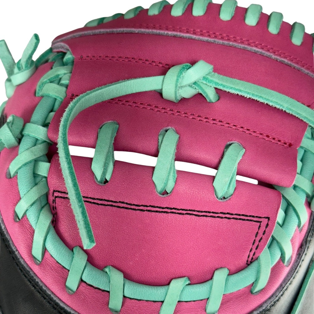 Wilson Custom A2000 Black, Seafoam, and Flamingo Pink CM33 33" Catcher's Mitt