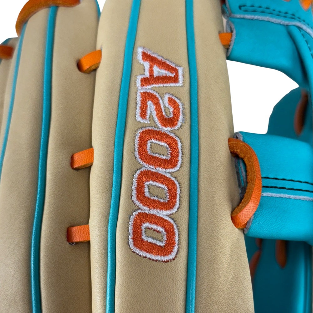 Wilson Custom A2000 1777 Blonde and Teal 12.75" Outfield Glove