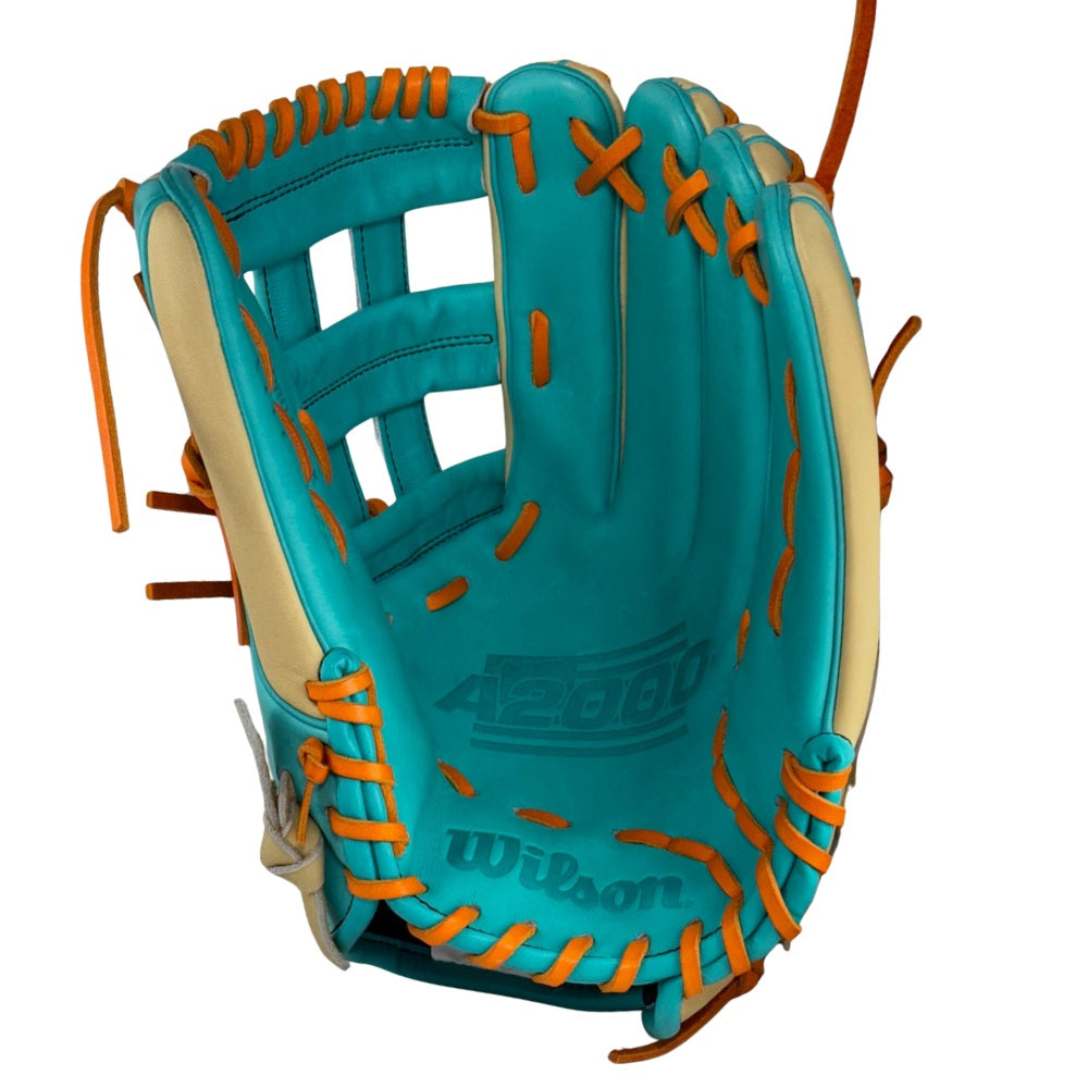 Wilson Custom A2000 1777 Blonde and Teal 12.75" Outfield Glove