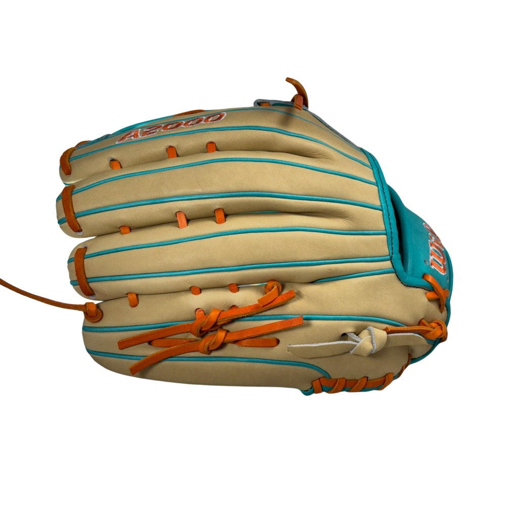 Wilson Custom A2000 1777 Blonde and Teal 12.75" Outfield Glove