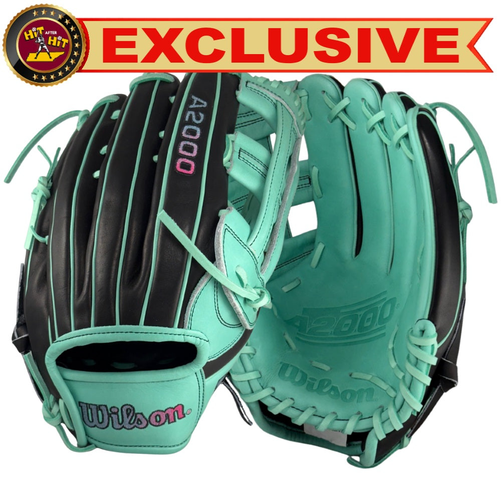 Wilson Custom A2000 PF50 Black and Seafoam 12.25" Outfielder Glove