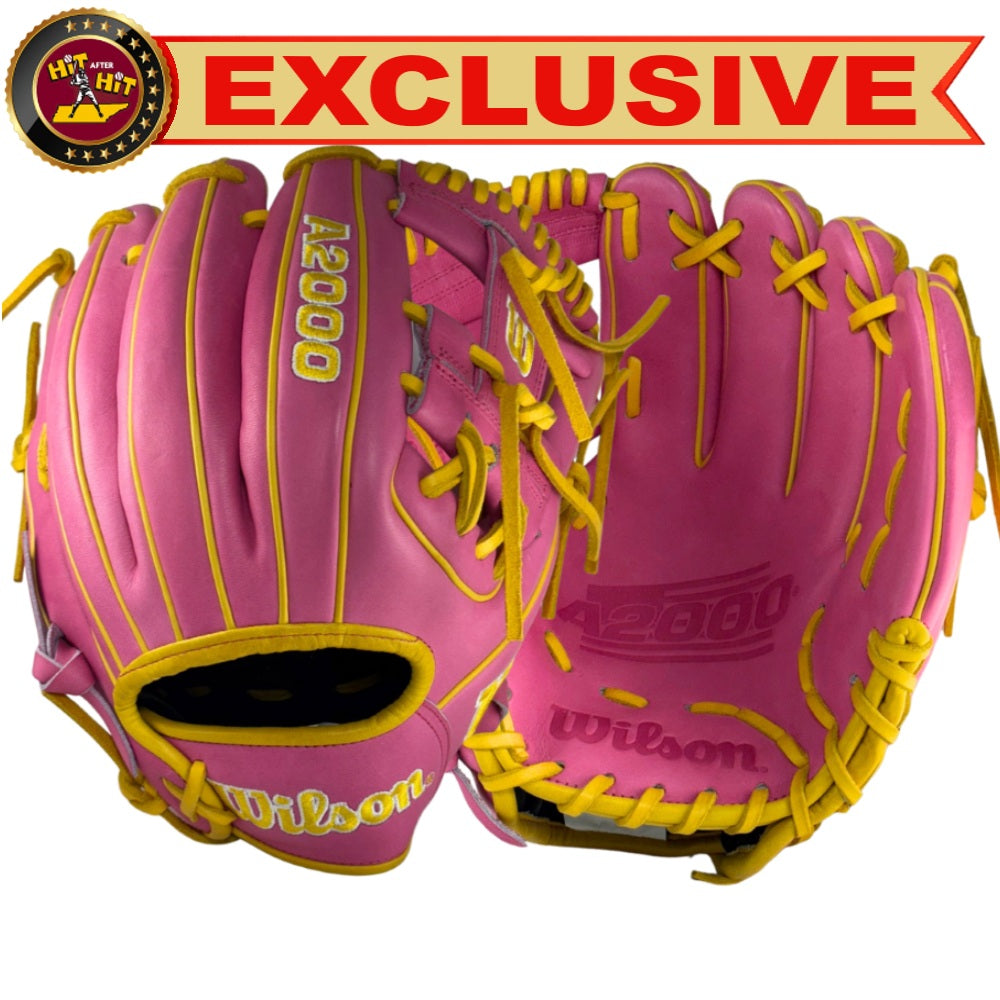 Wilson Custom A2000 1786 Pink and Yellow Gold 11.5" Infield Glove