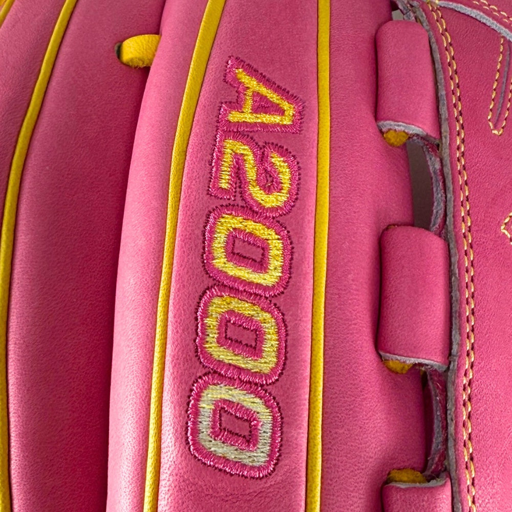 Wilson Custom A2000® B23 Flamingo Pink and Yellow Gold 12” Pitcher’s Baseball Glove