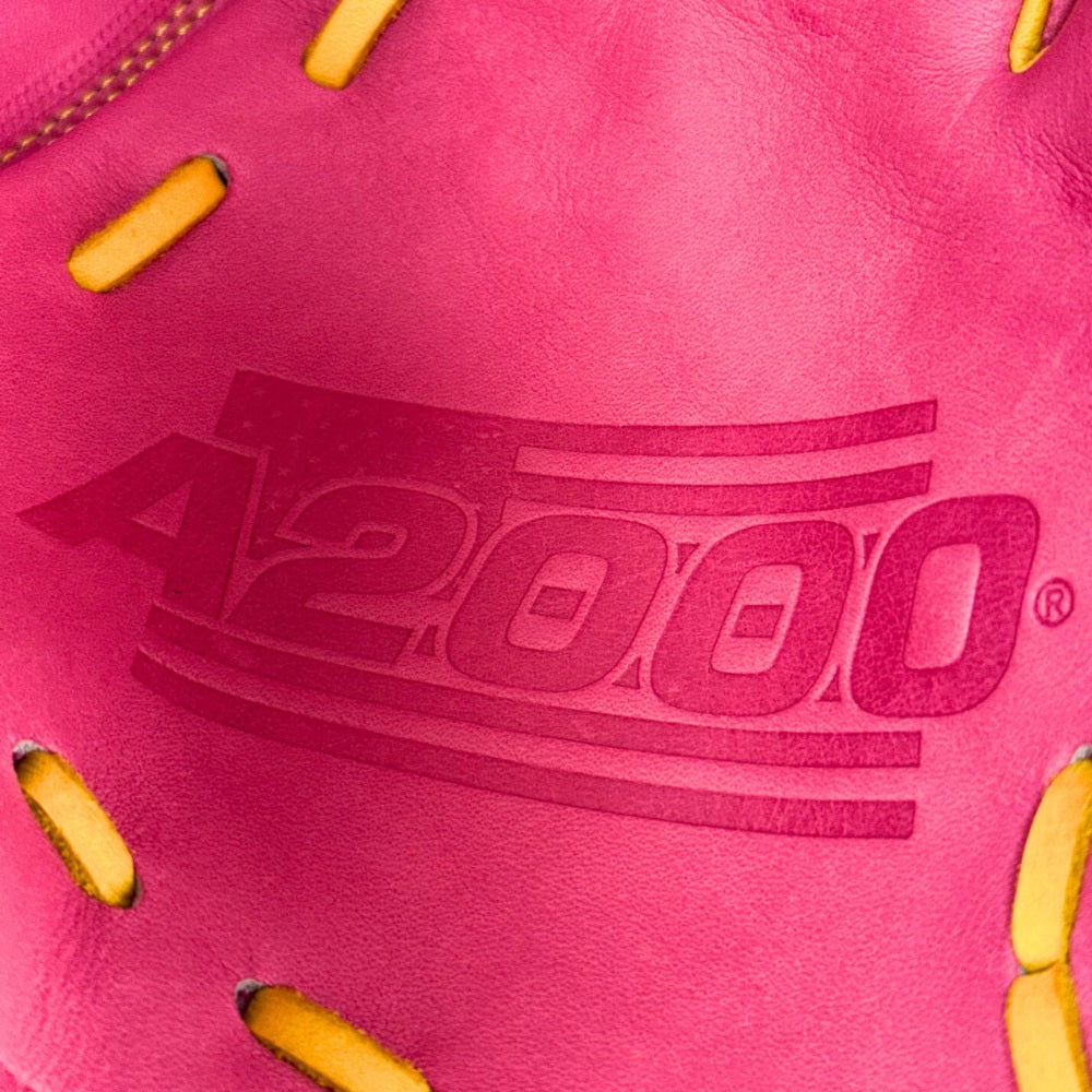 Wilson Custom A2000® B23 Flamingo Pink and Yellow Gold 12” Pitcher’s Baseball Glove
