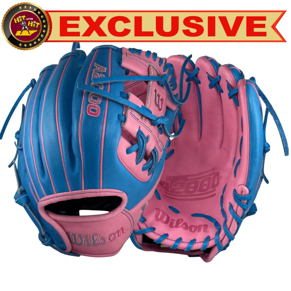 Wilson Custom A2000 DP15 Columbia Blue and Pink 11.5" Infielders Glove