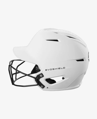 EVOSHIELD XVT 2.0 MATTE WHITE BATTING HELMET WITH FACEMASK: WB5725706