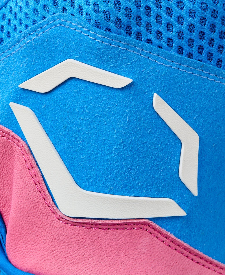 EvoShield Adult LTM Light Blue/Pink/White Carbyne Batting Gloves with Strap: WB5771501