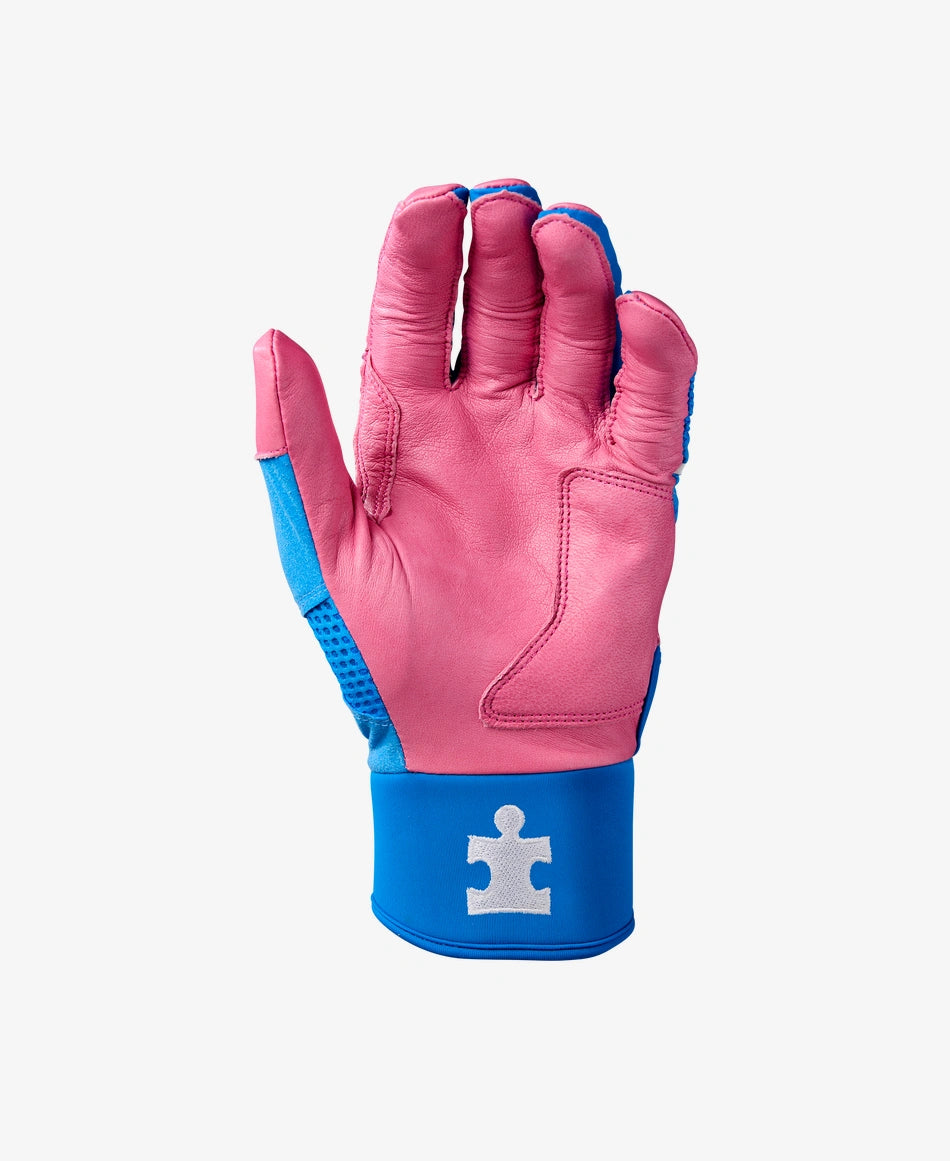 EvoShield Adult LTM Light Blue/Pink/White Carbyne Batting Gloves with Strap: WB5771501