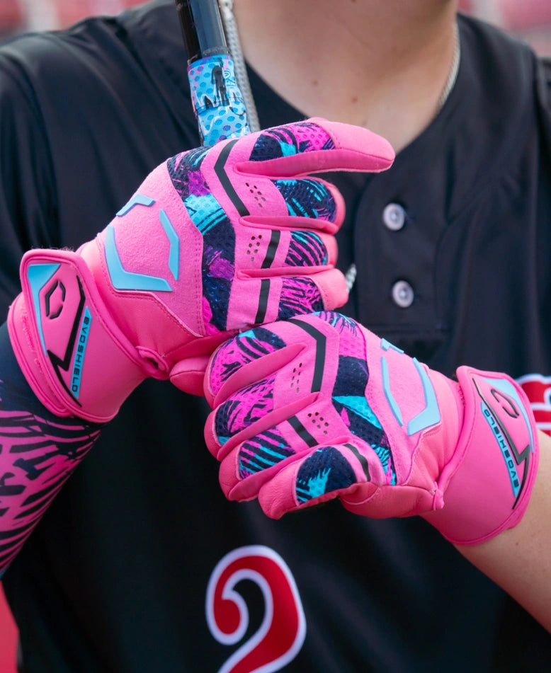 EvoShield Adult Miami Vice Carbyne Batting Gloves with Strap: WB5771701