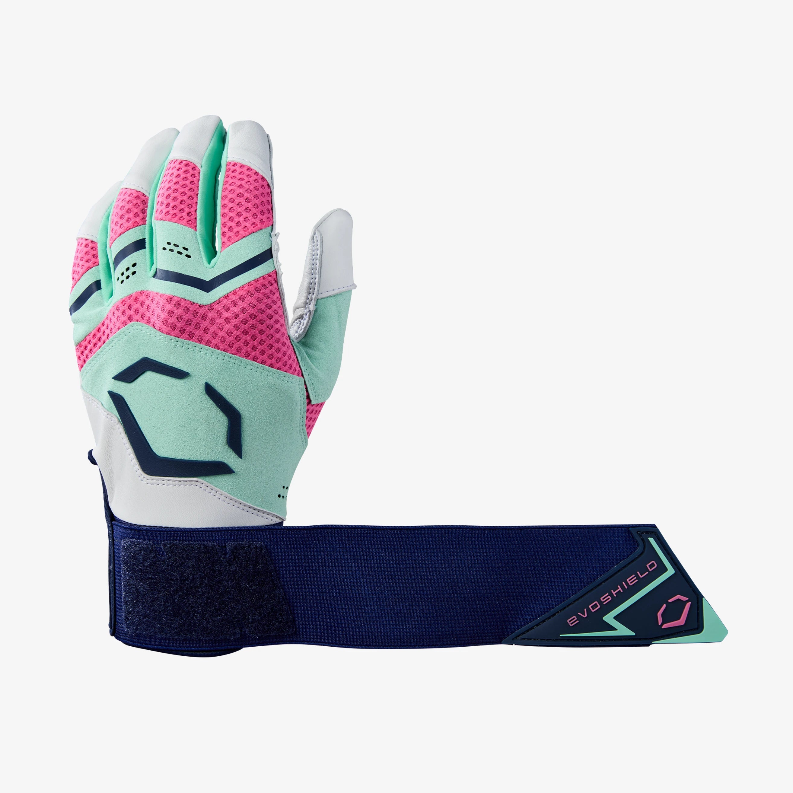 EvoShield Adult Navy/Seafoam Carbyne Batting Gloves with Strap: WB5774801