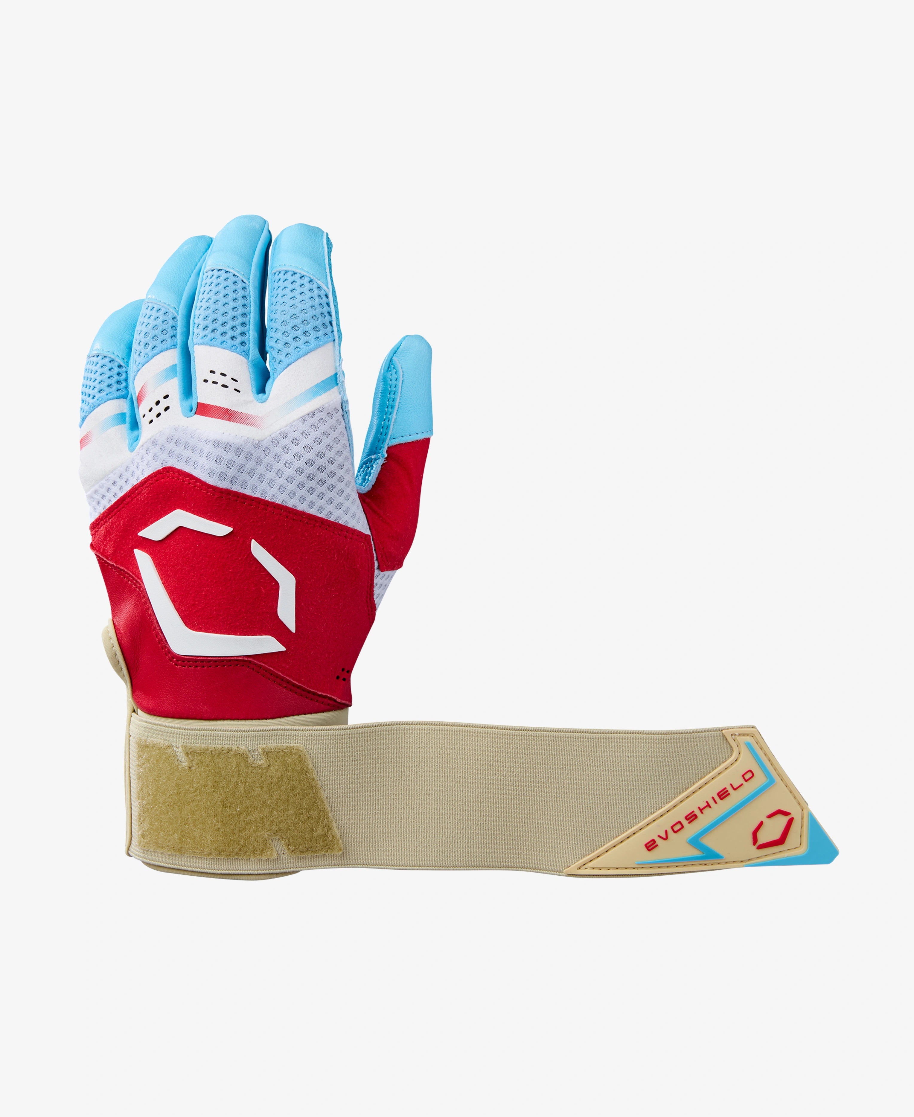 EvoShield Adult X-SRZ™ Red, White & Ice Carbyne Batting Gloves With Strap: WB5777901