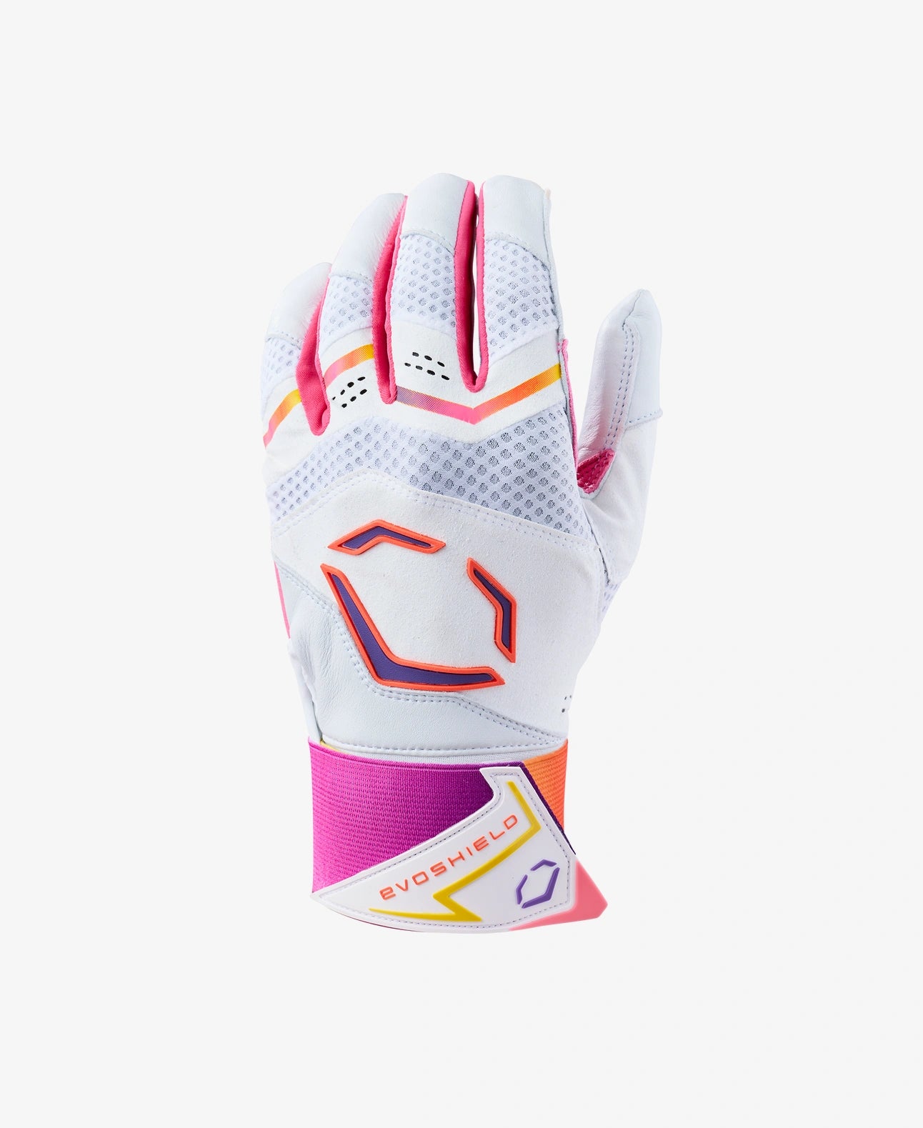 EvoShield Youth X-SRZ™ White, Orange, Purple Carbyne Batting Gloves With Strap: WBR00051001