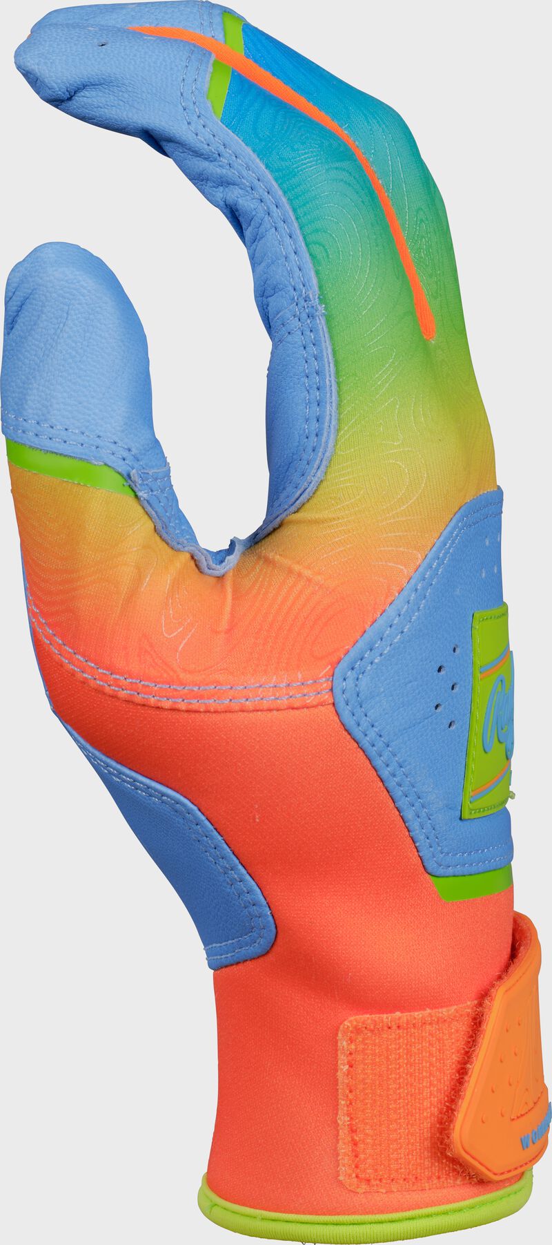 Rawlings Workhorse Youth Columbia Blue/Orange Fun Burst Batting Gloves