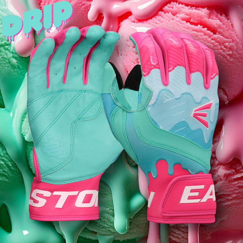 Easton Adult Walk-Off Ethos Drip Batting Gloves: Mint/Pink