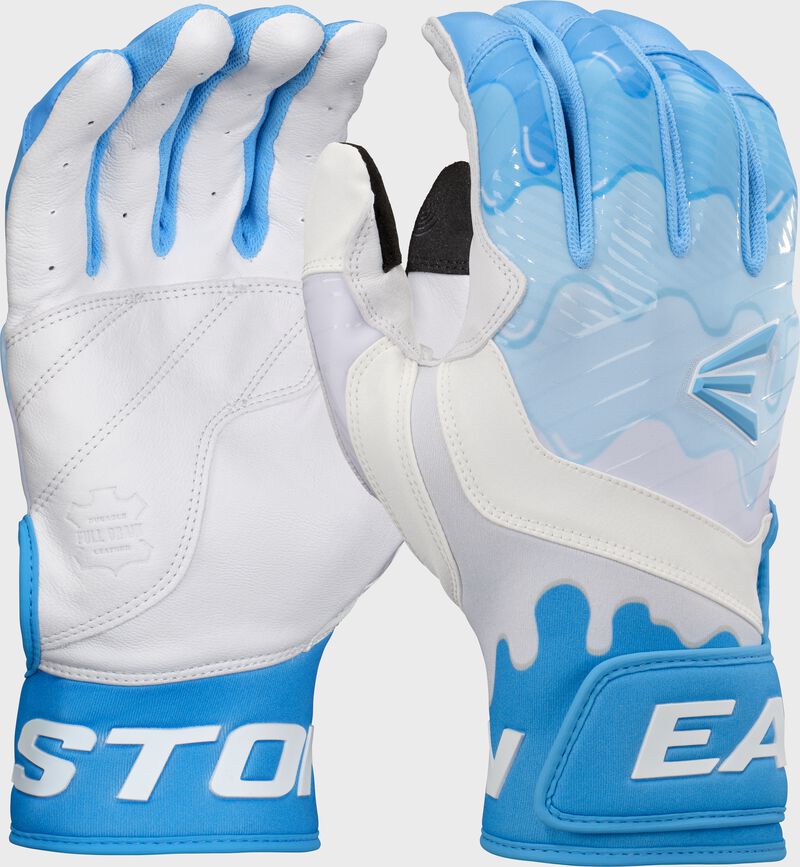 Easton Youth Walk-Off Ethos Drip Batting Gloves: White/Blue