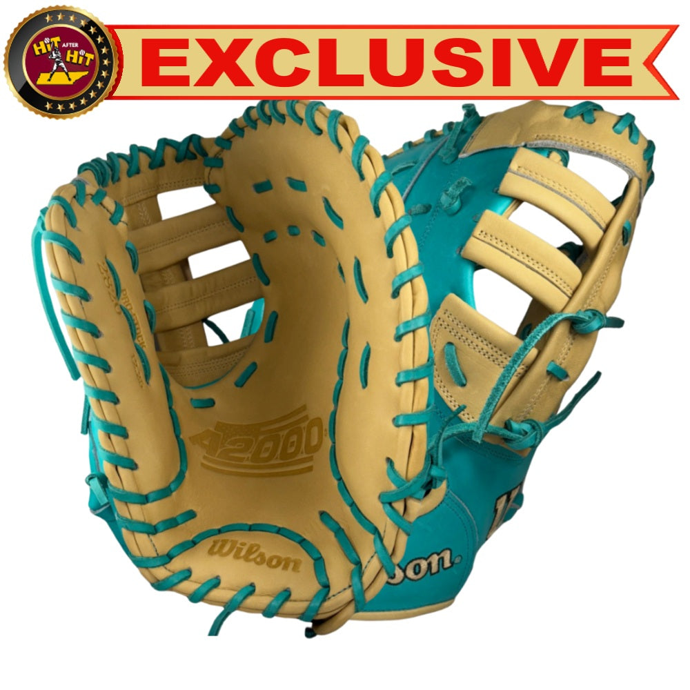 Wilson Custom A2000 2820 Teal and Blonde 12.25” Baseball First Base Mitt
