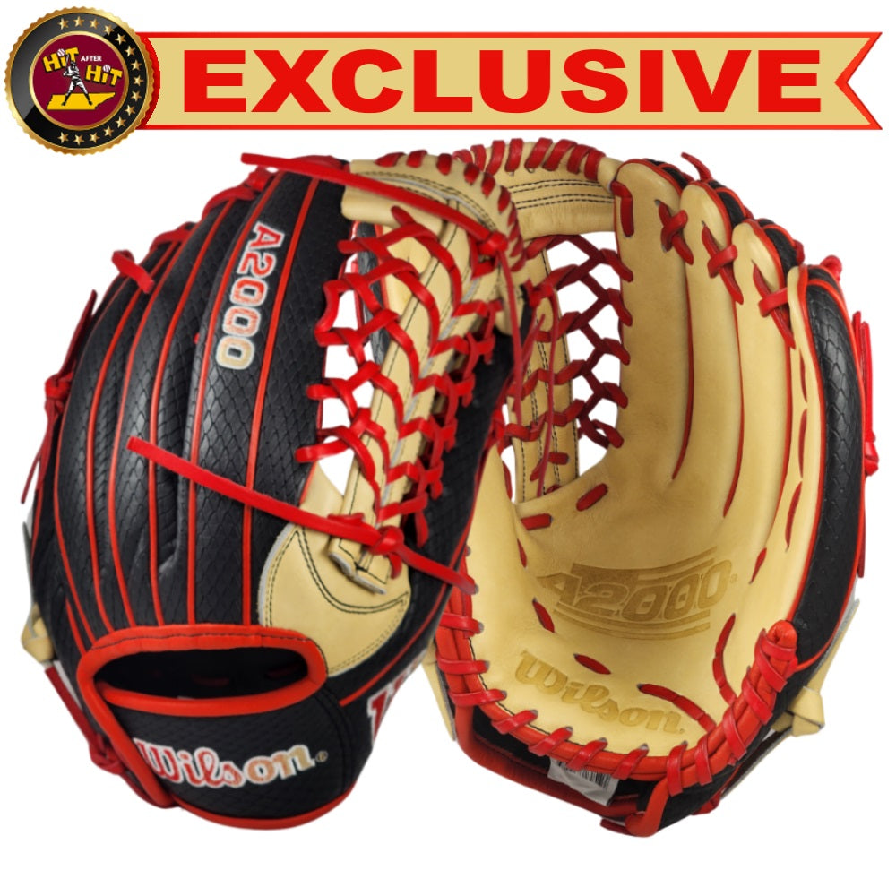 Wilson Custom Black, Blonde, and Red A2000 PF92 Outfield Glove