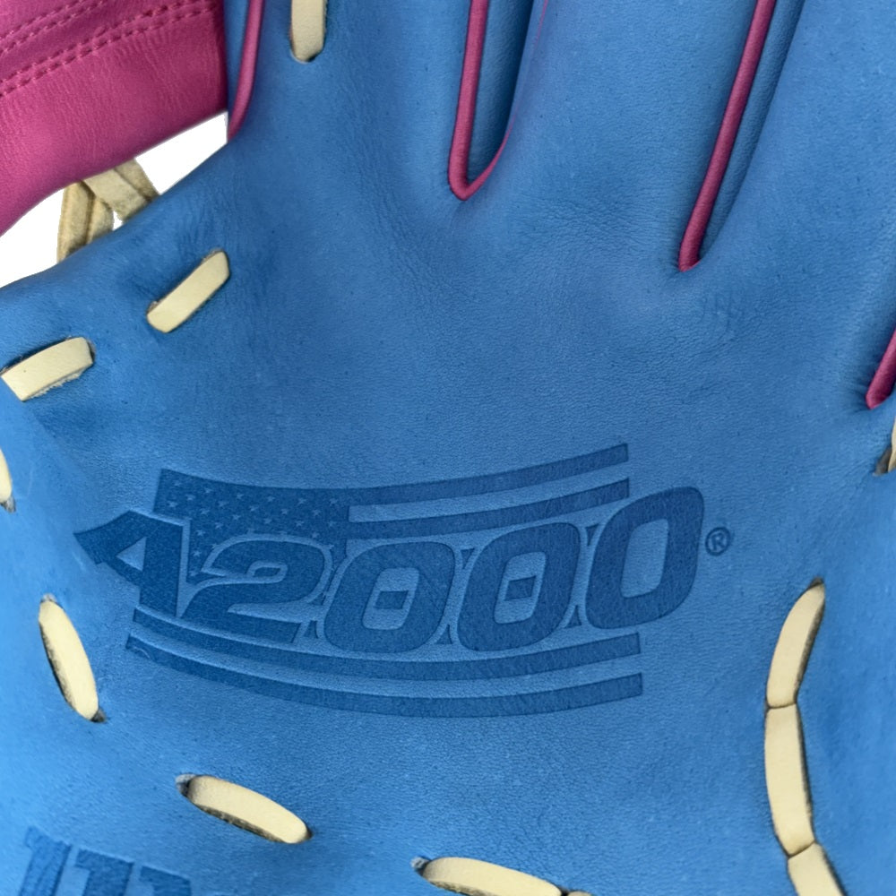 Wilson Custom A2000 1786 11.5" Infield Glove: Sky Blue and Flamingo Pink
